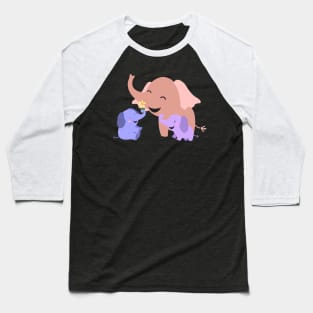 Mom and 2 baby elephants Baseball T-Shirt